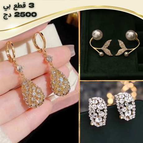 Pack 3pcs earring Fishtail, Nectar royal and Diamonds Hoop